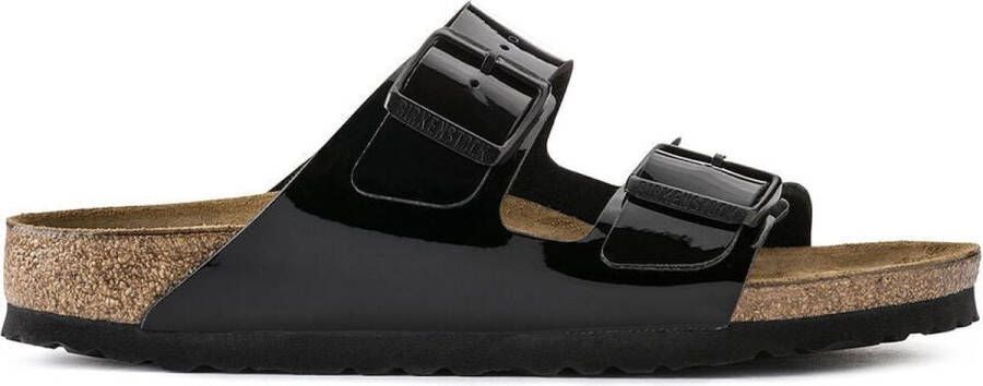 Birkenstock Arizona Slippers Black Patent Narrow fit | Zwart | Imitatieleer