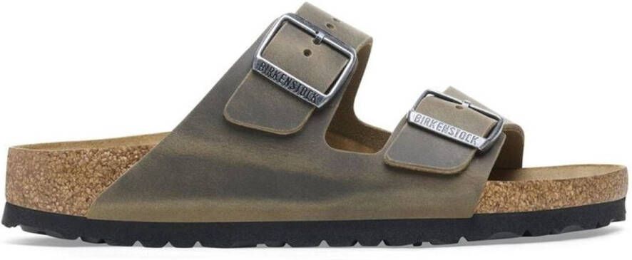 Birkenstock Slipper Arizona 1019313 Khaki Groen Vet Leer Normaal Zacht Voetbed