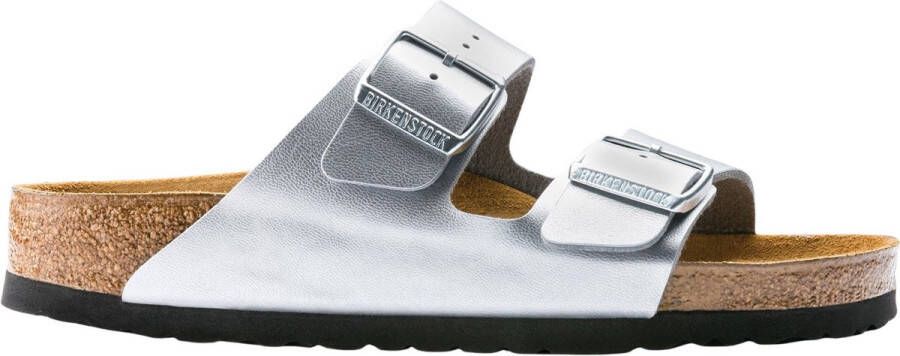 Birkenstock Arizona Dames Slippers Birko-flor Zilver Regular-fit –