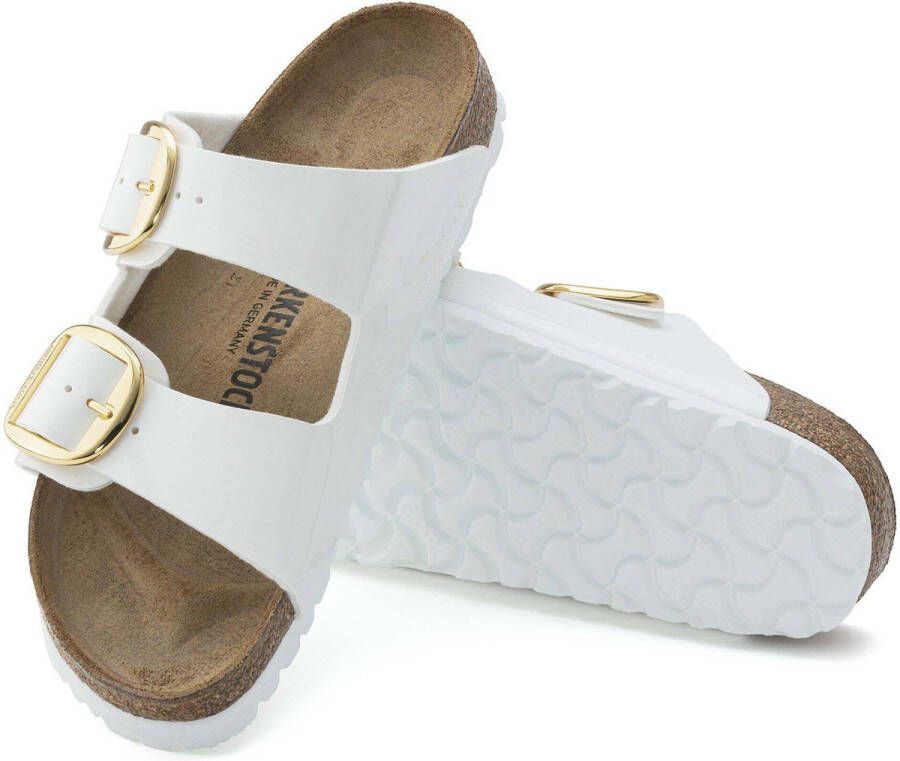 Birkenstock Arizona Grote Gesp Patent Witte Slippers Birko Flor Patent Streetwear Vrouwen