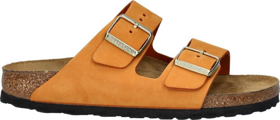 BIRKENSTOCK Arizona | Burnt Orange Nar Oranje Nubuck Platte sandalen Unisex