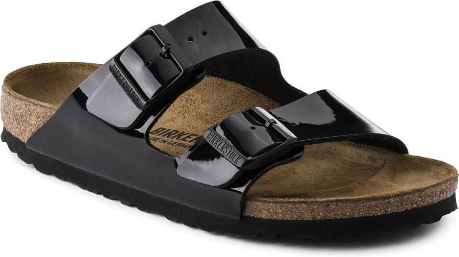 Birkenstock Arizona Slippers Black Patent Narrow fit | Zwart | Imitatieleer