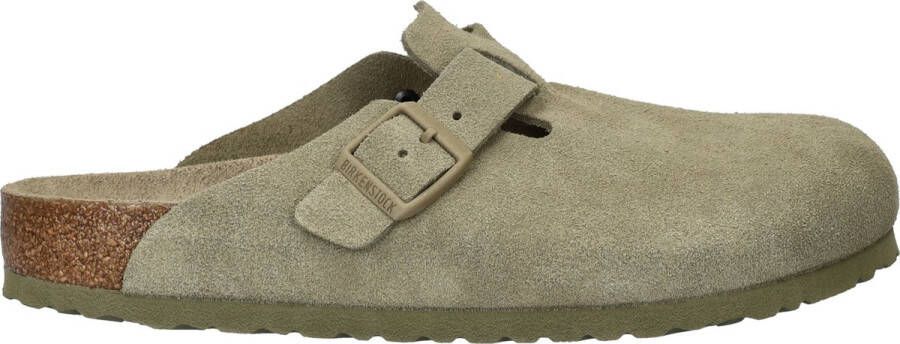 Birkenstock Boston Faded Khaki Regular Clogs Groen