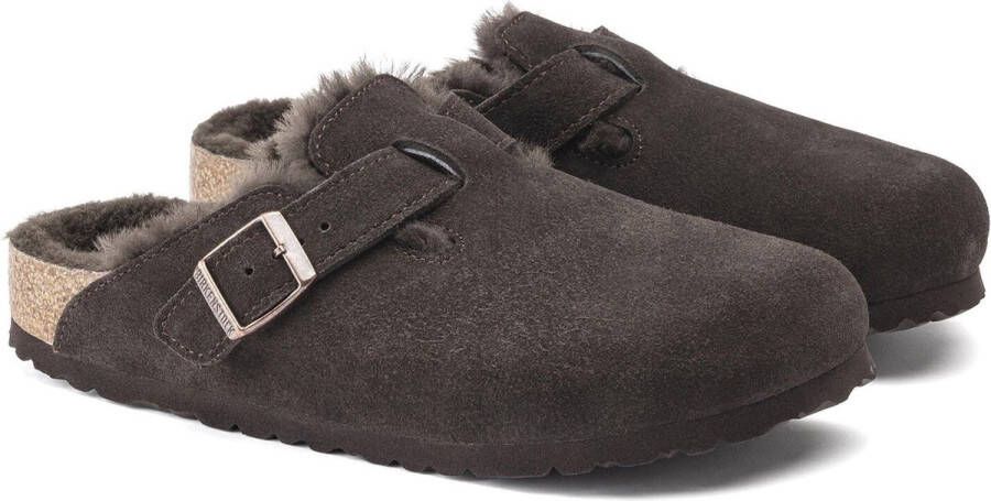 Birkenstock Boston Lamsvel Mocha Smal Voetbed