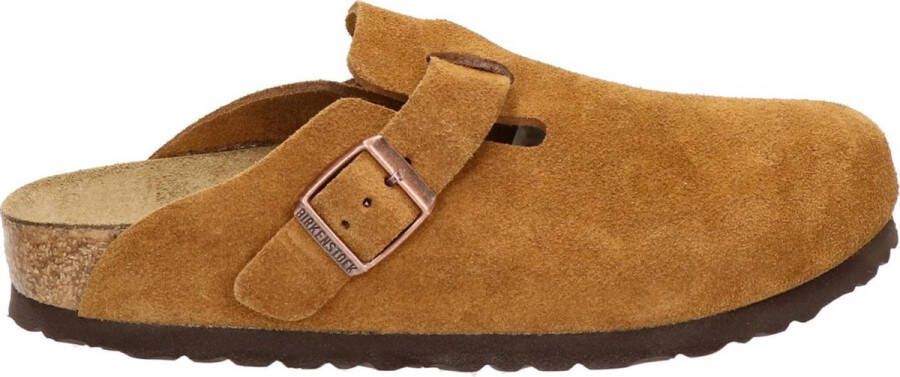 Birkenstock Boston SFB Mink narrow Veloursleder Suede Dames Pantoffels Mink