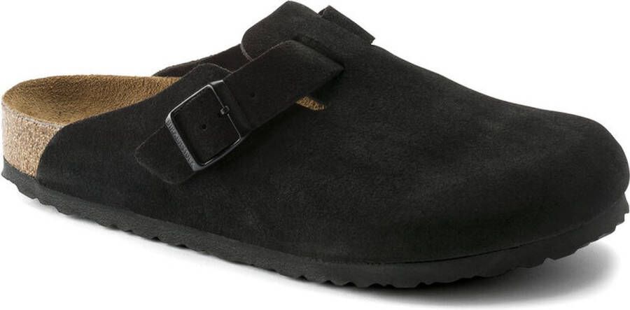 Birkenstock slipper BOSTON Black Veloursleder Suede Soft Footbed regular