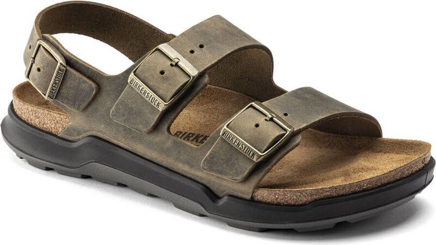 Birkenstock Groene sandalen met blauwe accenten Groen Unisex