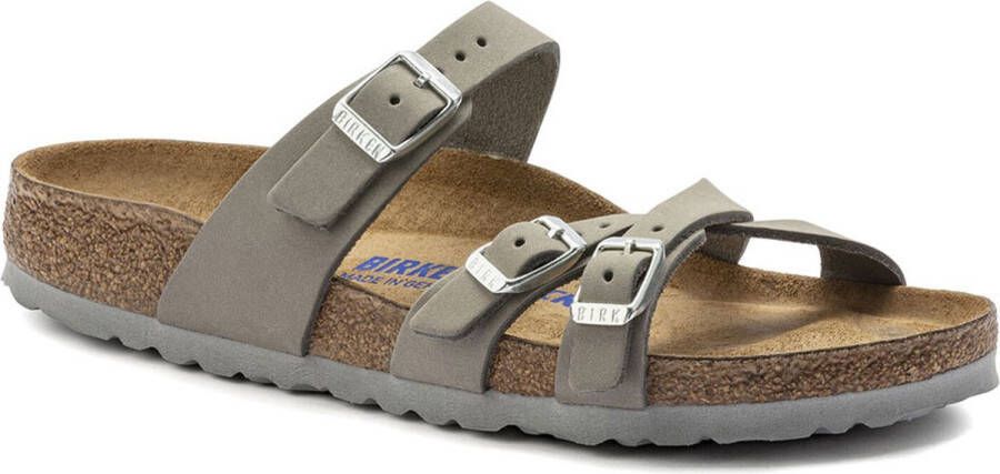 Birkenstock Grijze Nubuck Franca Sandalen Grijs Dames