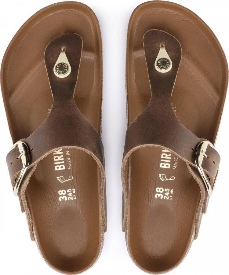 Birkenstock Gizeh Dames Slippers Big Buckle Cognac Leer Narrow-fit