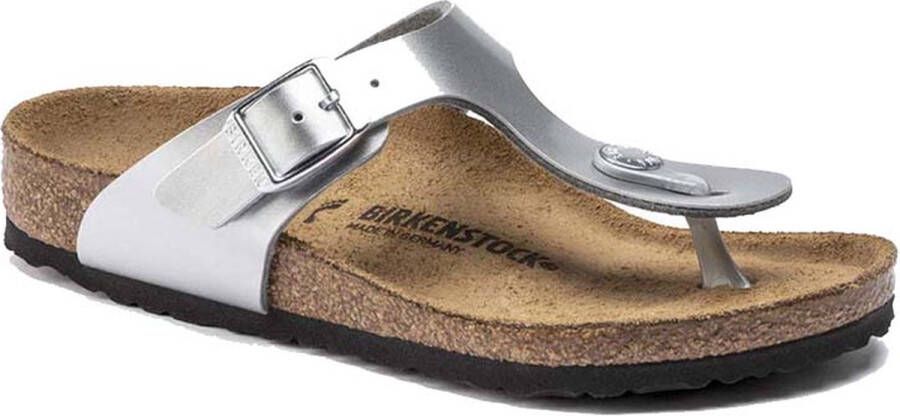 Birkenstock Gizeh Kids Slippers Electric Metallic Silver Narrow-fit