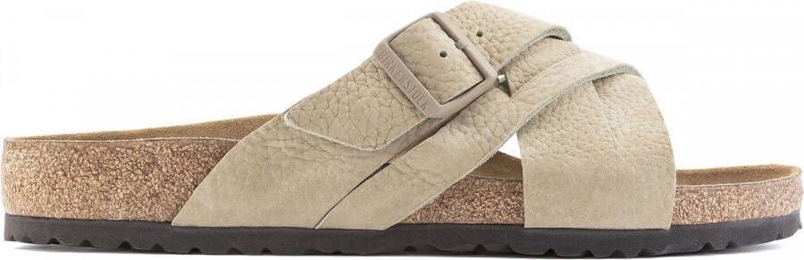 Birkenstock Lugano Heren Slippers Desert Buck Faded Khaki Narrow fit | Groen | Nubuck