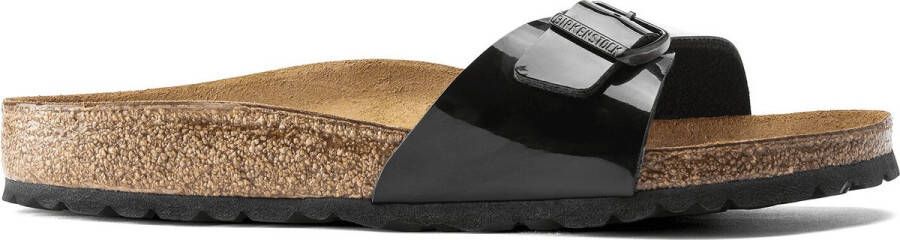 Birkenstock Madrid Dames Slippers Black Patent Regular fit | Zwart | Imitatieleer