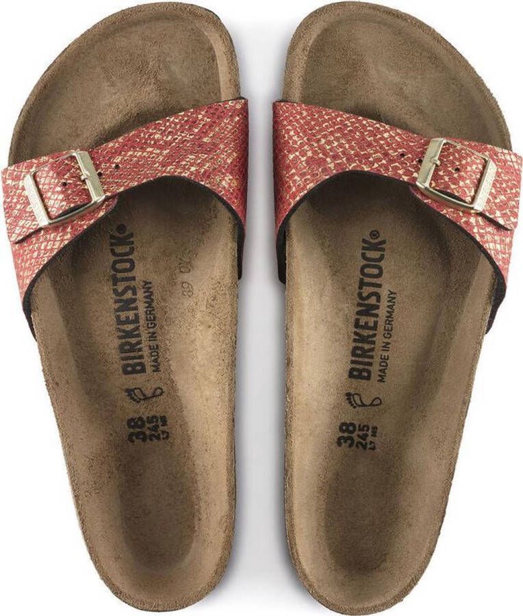 Birkenstock Madrid Dames Slippers Shiny Python Red Narrow fit | Rood | Microvezel