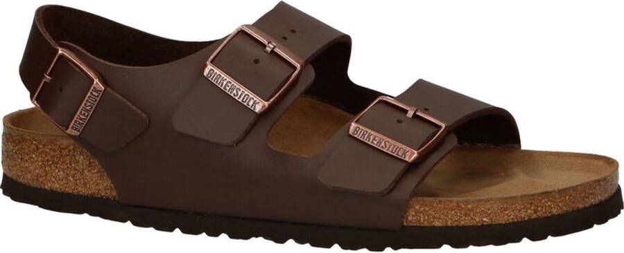 Birkenstock Milano Sandalen Dark Brown Regular-fit Bruin Imitatieleer