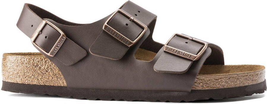 Birkenstock Milano Sandalen Dark Brown Regular-fit Bruin Imitatieleer