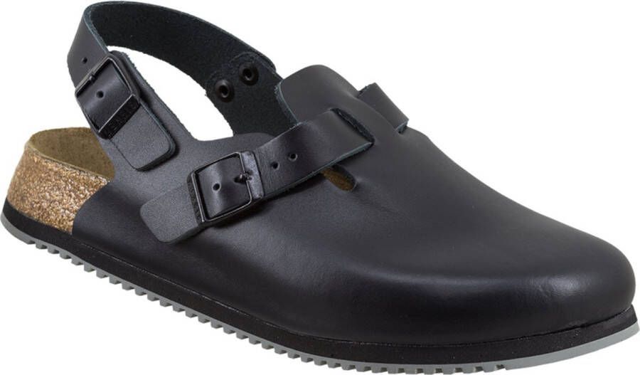 Birkenstock Zwarte Leren Verstelbare Gesp Sandalen Black Heren