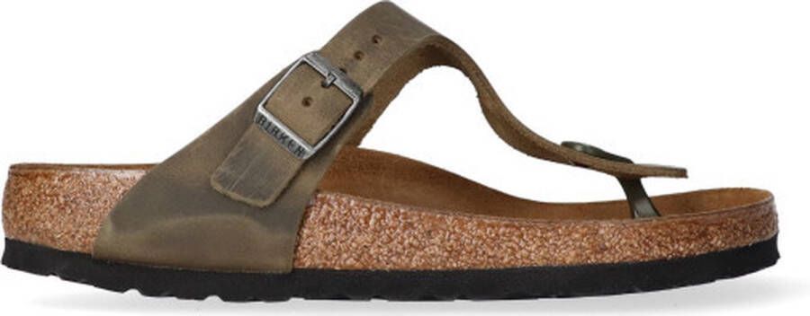 Birkenstock Gizeh Slippers Faded Khaki Regular fit | Groen | Nubuck