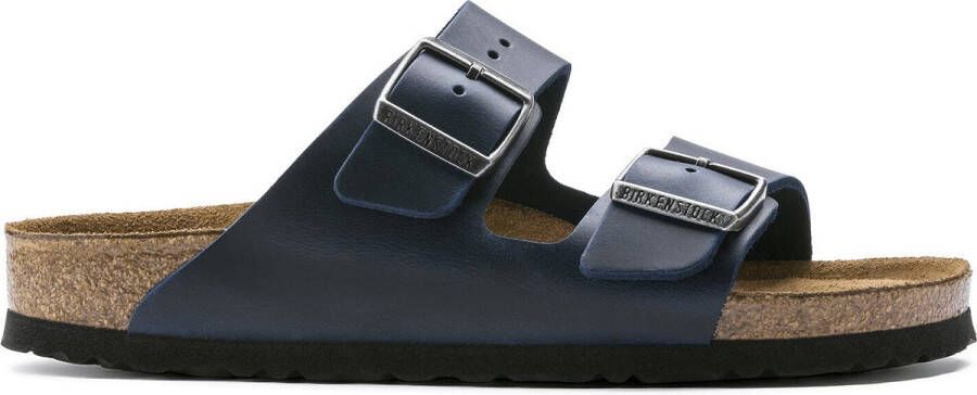 Birkenstock Blauwe Leren Sliders voor Blue