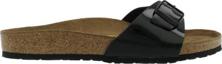 Birkenstock Madrid Dames Slippers Black Patent Regular fit | Zwart | Imitatieleer