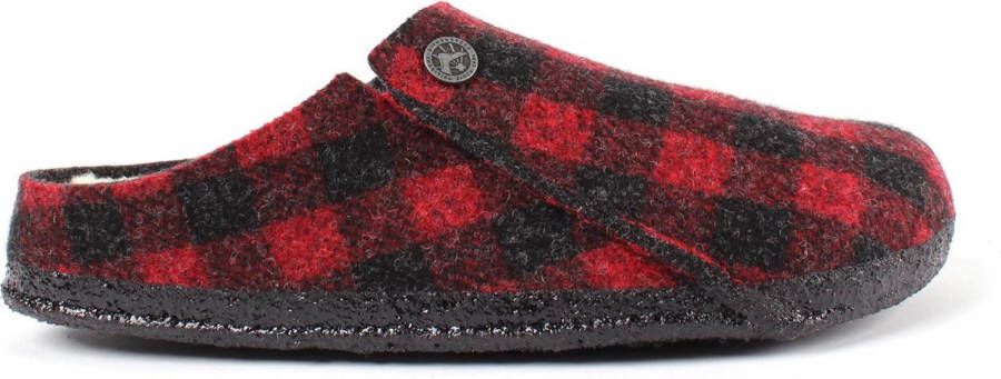 Birkenstock Zermatt Pantoffels Plaid Active Red Narrow fit | Rood | Wolvilt