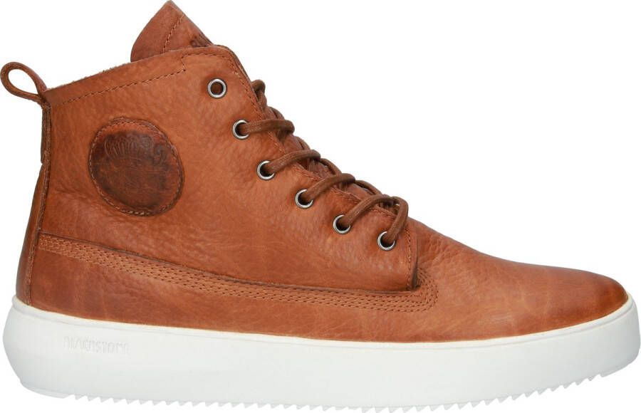 Blackstone Premium Leren High-Top Sneaker Brown Heren