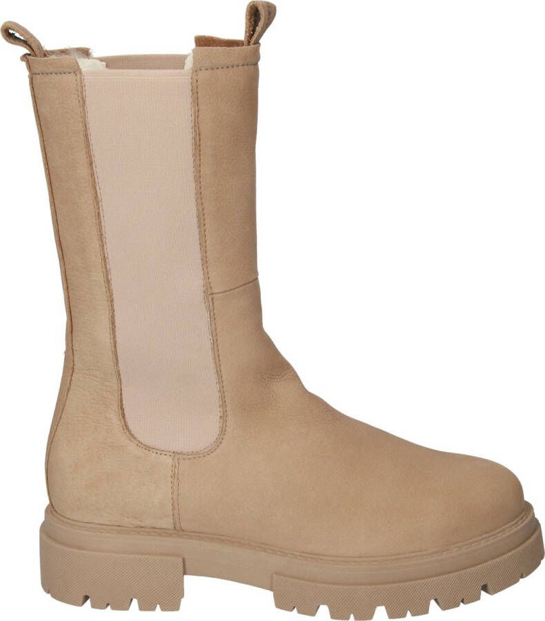 Blackstone Minimalistische Chelsea Boots met Schapenvacht Voering Beige Dames