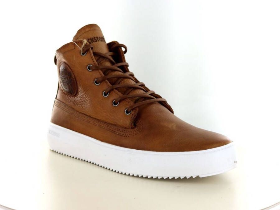 Blackstone Premium Leren High-Top Sneaker Brown Heren