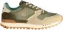 Blauer Groene Polyester Sneaker met Contrastdetails Multicolor Heren - Thumbnail 1