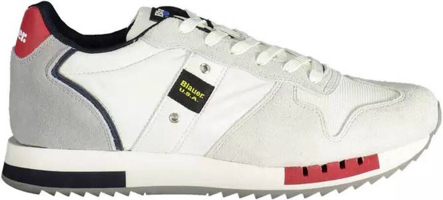 Blauer Witte Polyester Sneaker met Sportieve Details Multicolor Heren