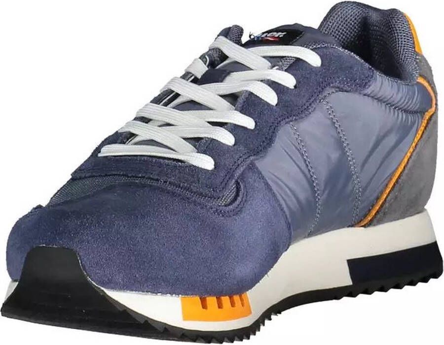 Blauer Contrasterende Vetersneaker Met Logo