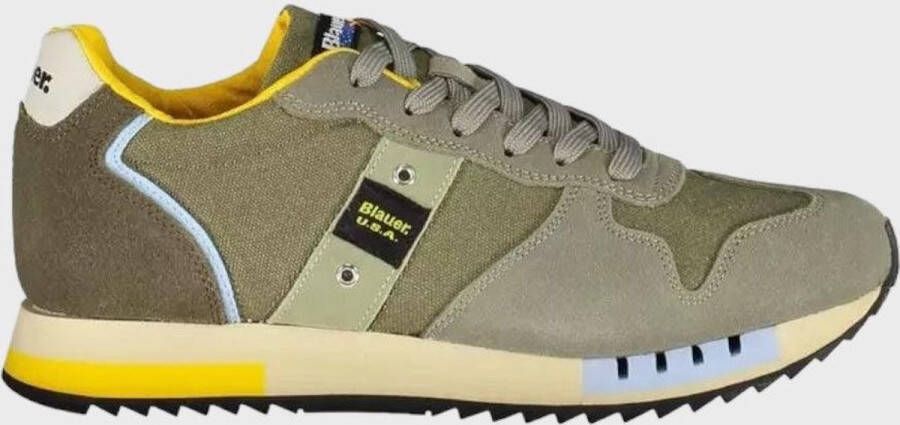 Blauer Heren Sneakers van Leer en Stof met Vetersluiting Grijs Heren