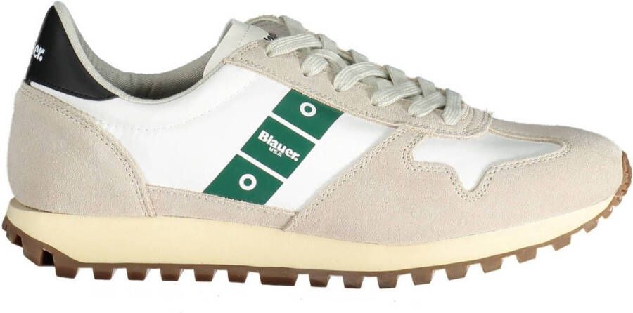 Blauer Sportieve Witte Sneakers voor Heren met Contrastdetails White Heren