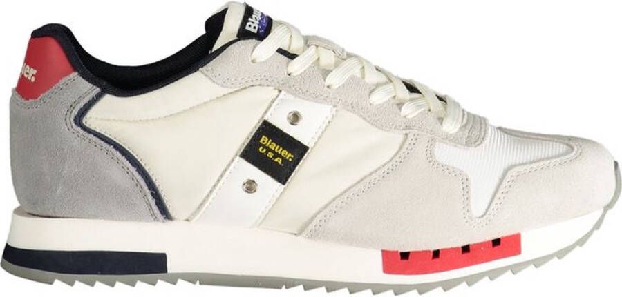 Blauer Stijlvolle Su?de en Stoffen Sneakers White Heren