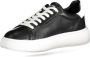 Blauer Zwarte Polyester Sneaker met Contrastdetails Black Heren - Thumbnail 1