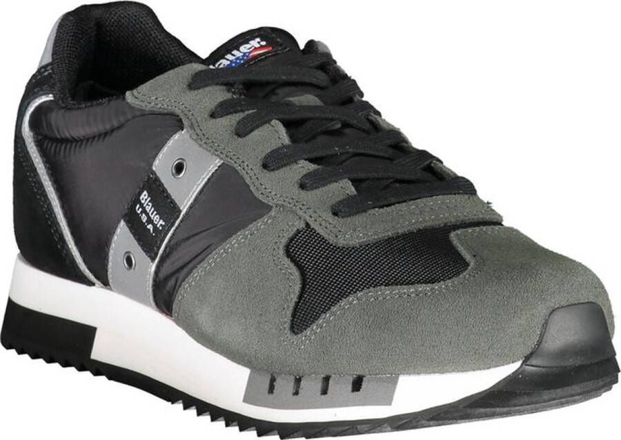 Blauer Sportieve Zwarte Heren Sneakers met Contrastdetails Black Heren