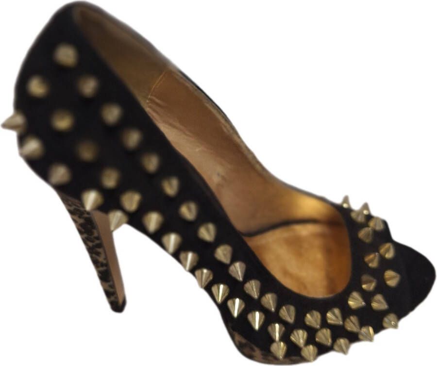 Blink -PUMP-LEOPARD-STUDS-BLACK CAMEL