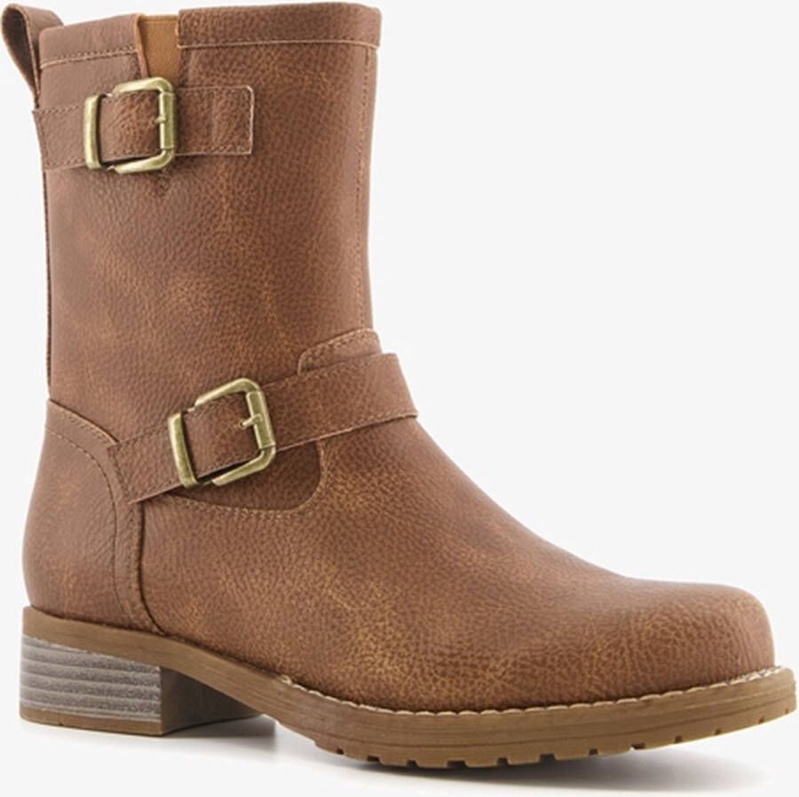 BLUE BOX dames biker boots cognac bruin