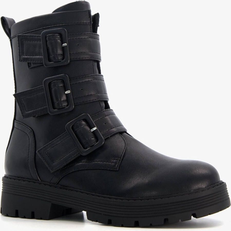 BLUE BOX dames biker boots met gespen Zwart