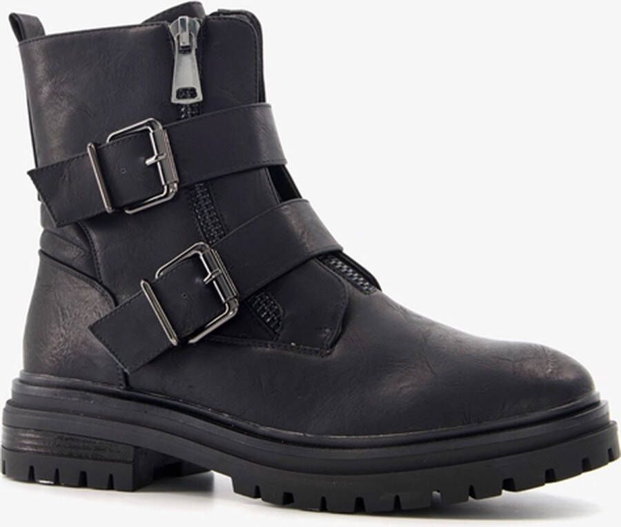 BLUE BOX dames biker boots met ritsen zwart