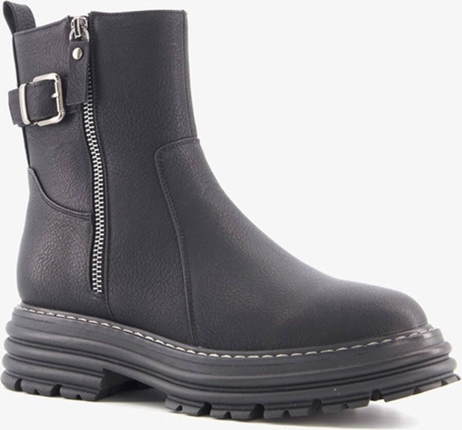 Blue Box dames biker boots zwart