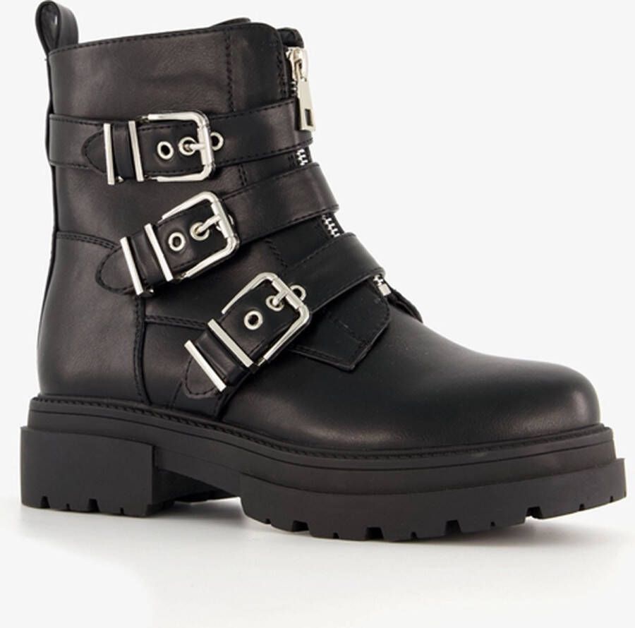 Blue Box dames biker boots zwart