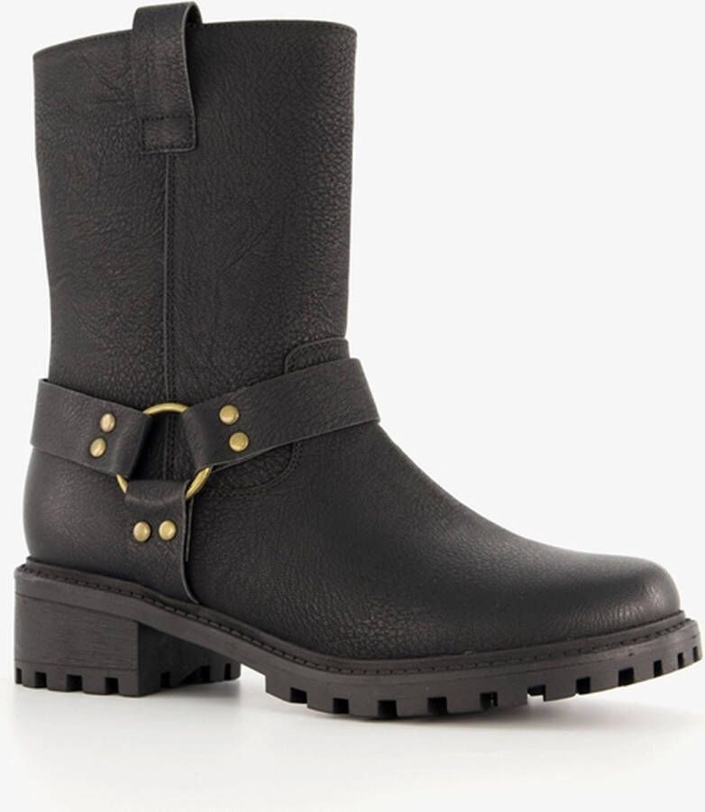 Blue Box dames biker boots zwart