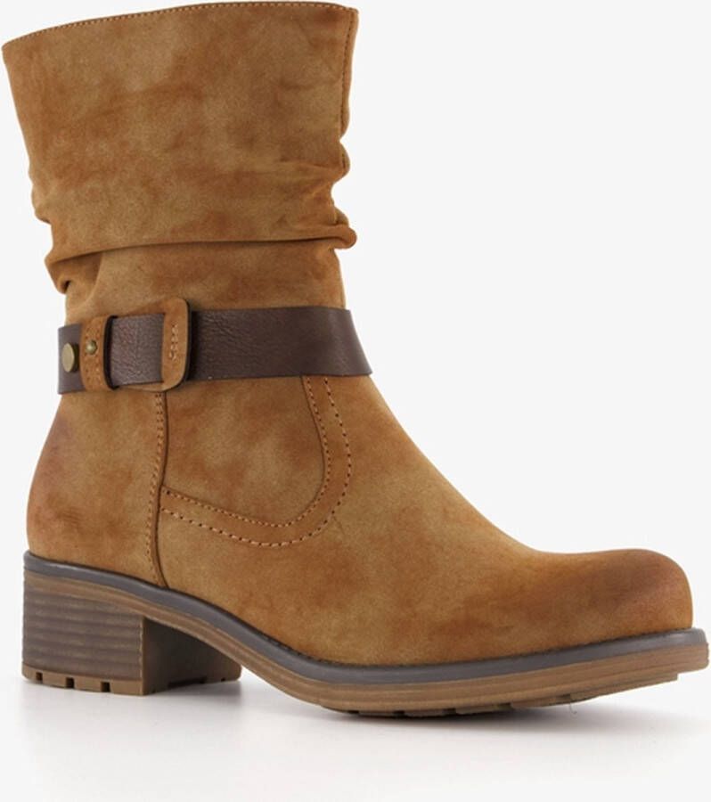 Blue Box dames boots met lage hak cognac