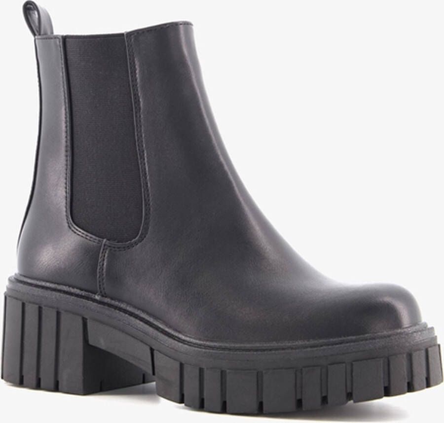 BLUE BOX dames chelsea boots met hak zwart