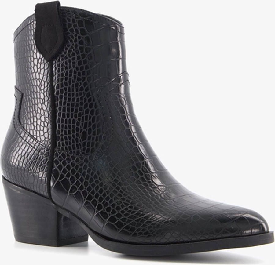 BLUE BOX dames cowboy western laarsjes zwart croco