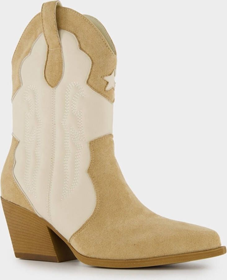 BLUE BOX dames cowboy western laarzen beige wit