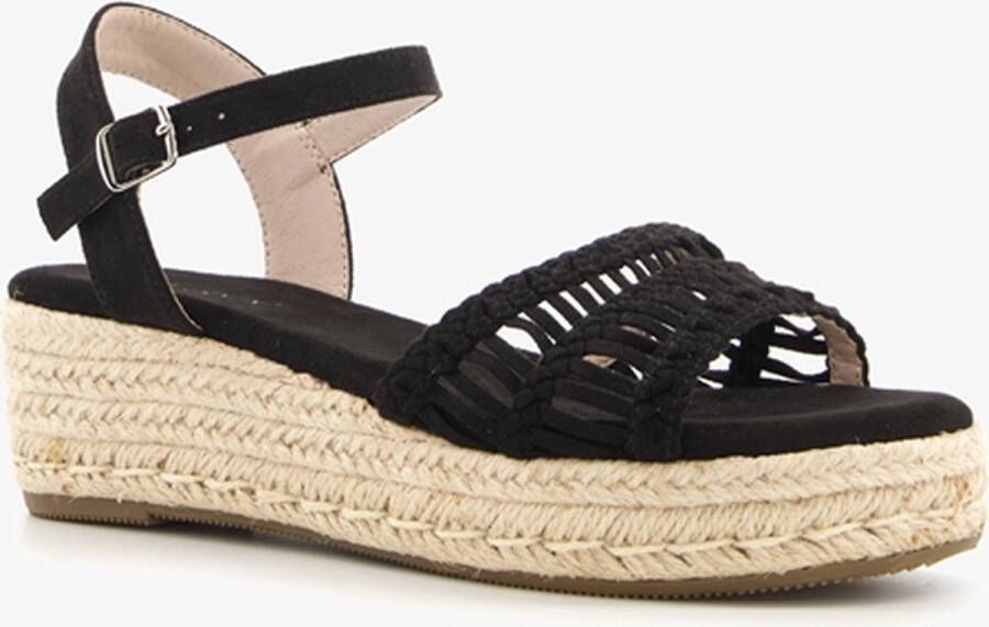 Blue Box dames espadrilles met sleehak zwart beige