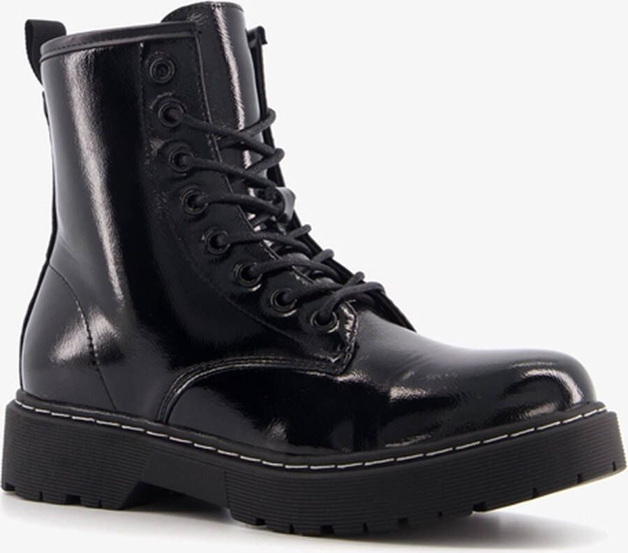 Blue Box dames lak veterboots zwart