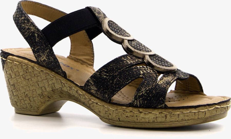 BLUE BOX dames sandalen met hak zwart goud