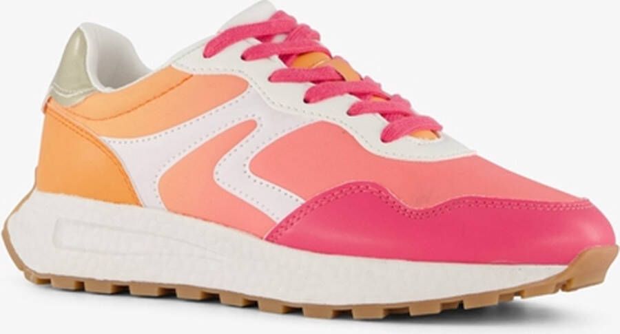 BLUE BOX dame sneakers beige fuchsia roze